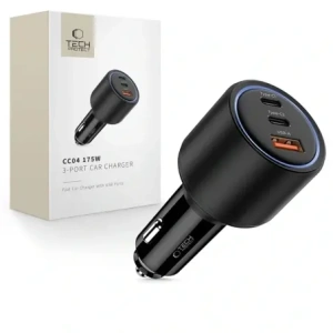 Buy Tech-Protect CC04 3-port Car Charger USB-A, 2xUSB-C PD 175W Black - THP4083 - {ean13} - Home Screen Store Europe
