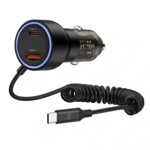 Kup Ładowarka samochodowa Tech-Protect CC05 2-port Car Charger USB-A, USB-C PD 60W + USB-C Cable Black - THP4084 - {ean13} - Sklep Home Screen