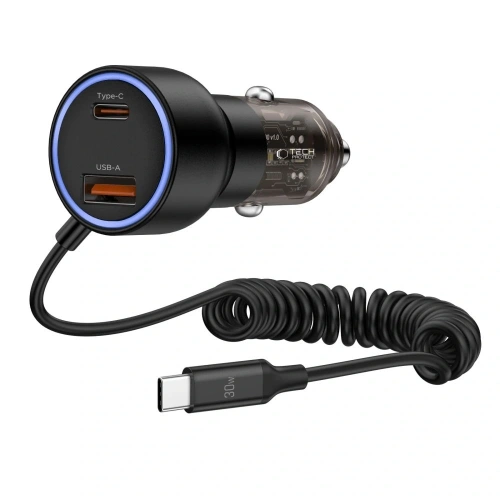 Kup Ładowarka samochodowa Tech-Protect CC05 2-port Car Charger USB-A, USB-C PD 60W + USB-C Cable Black - THP4084 - {ean13} - Sklep Home Screen