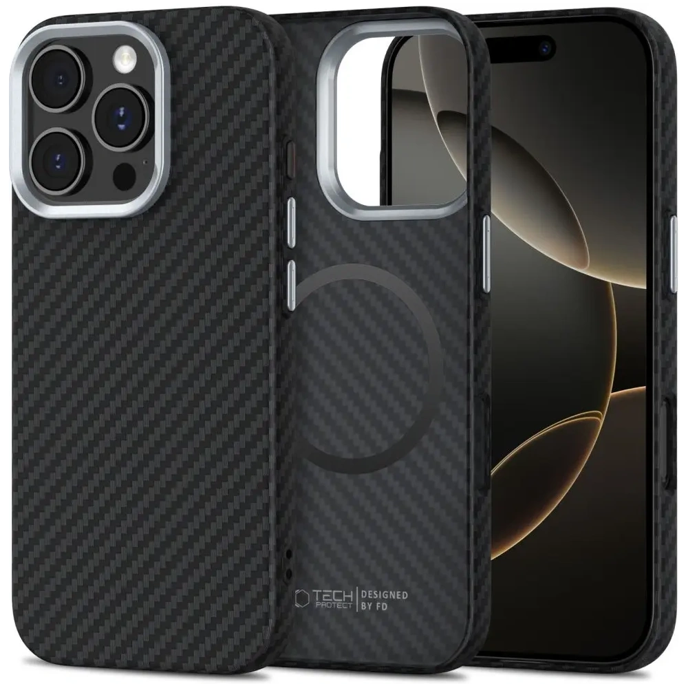 Etui Tech-Protect Ion Carbon MagSafe Apple iPhone 16 Pro Max Black/silver