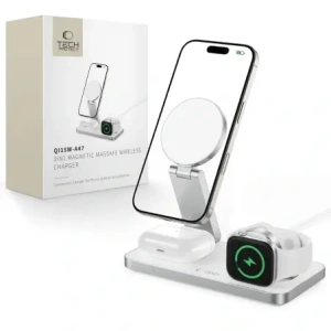 Kup Ładowarka bezprzewodowa 3w1 Tech-Protect QI15W-A47 3in1 Magnetic MagSafe Wireless Charger White - THP4099 - {ean13} - Sklep Home Screen