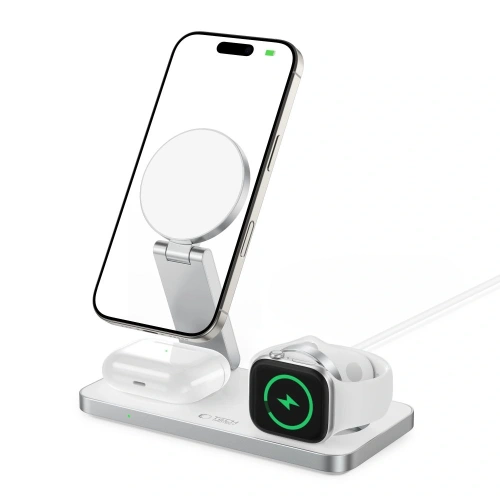Kup Încărcător wireless 3w1 Tech-Protect QI15W-A47 3in1 Magnetic MagSafe Wireless Charger Alb - THP4099 - {ean13} - Sklep Home Screen