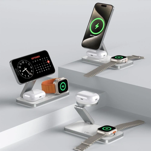 Kup Drahtloses Ladegerät 3w1 Tech-Protect QI15W-A47 3in1 Magnetic MagSafe Wireless Charger Weiß - THP4099 - {ean13} - Sklep Home Screen