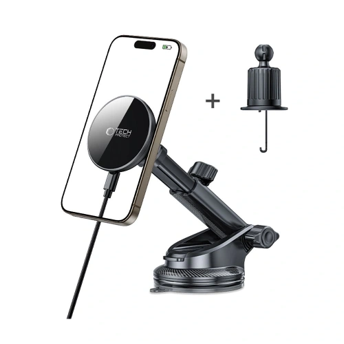 Buy Car mount for dashboard / vent with wireless charger Tech-Protect MM15W-V10 Magnetic MagSafe Dashboard & Vent Car Mount Wireless Charger 15W Black - THP4100 - {ean13} - Home Screen Store Europe