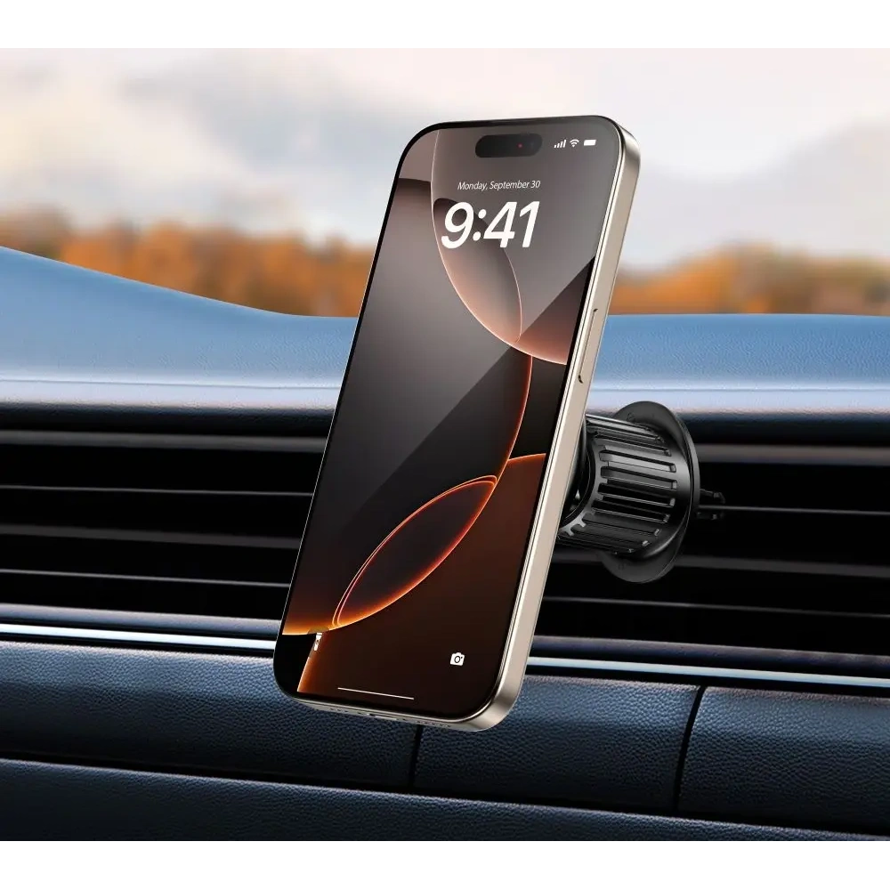 Uchwyt samochodowy na kokpit / do kratki z ładowarką bezprzewodową Tech-Protect MM15W-V10 Magnetic MagSafe Dashboard & Vent Car Mount Wireless Charger 15W Black