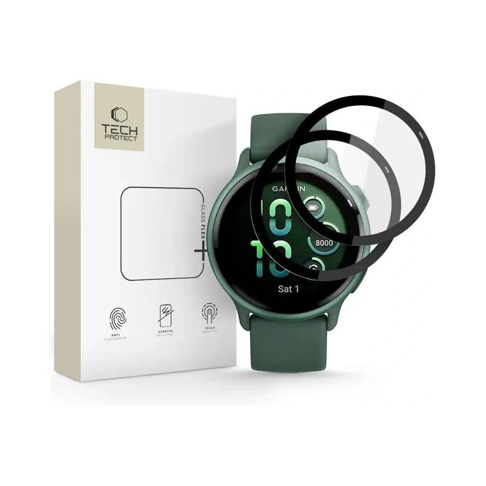Szkło hybrydowe Tech-Protect Glass Flex+ Garmin Vivoactive 6 Black [2 PACK]