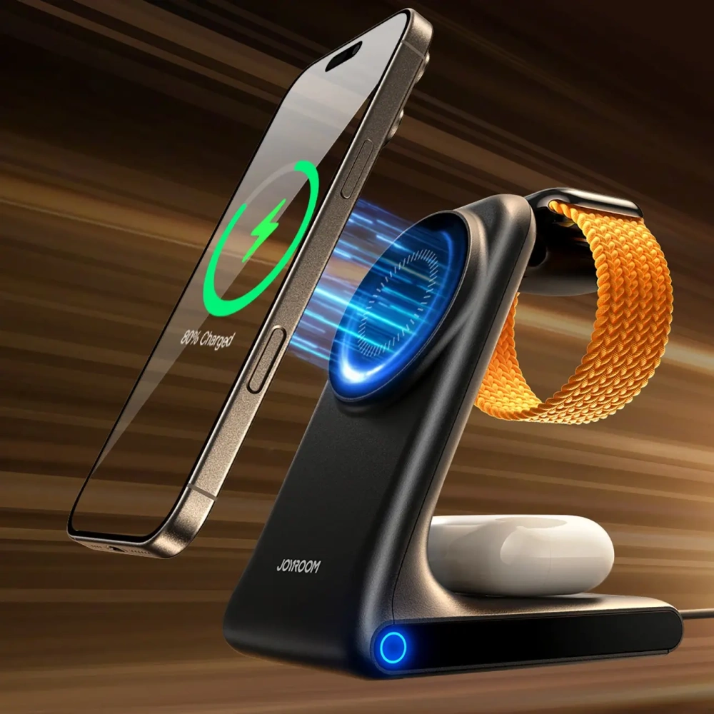 Ładowarka bezprzewodowa 3w1 Joyroom JR-W15 MagSafe czarna