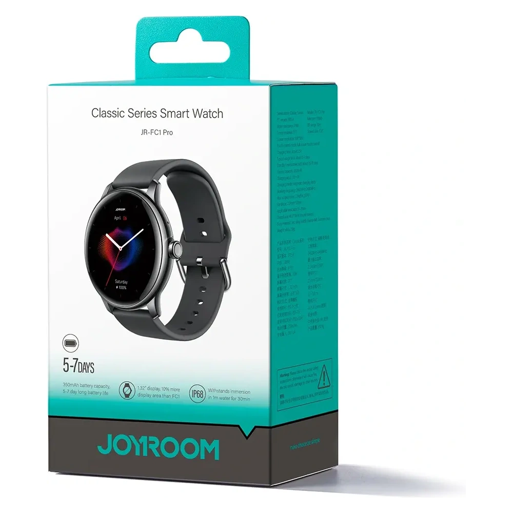 Smartwatch Joyroom Classis Series JR-FC1 z funkcją odbierania połączeń / ochroną IP68 ciemnoszary