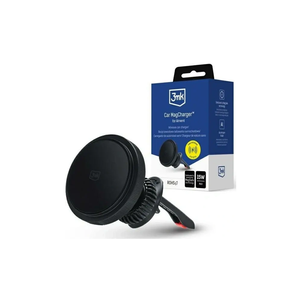 Uchwyt samochodowy do kratki z ładowaniem bezprzewodowym 3MK Car MagCharger 15W czarny
