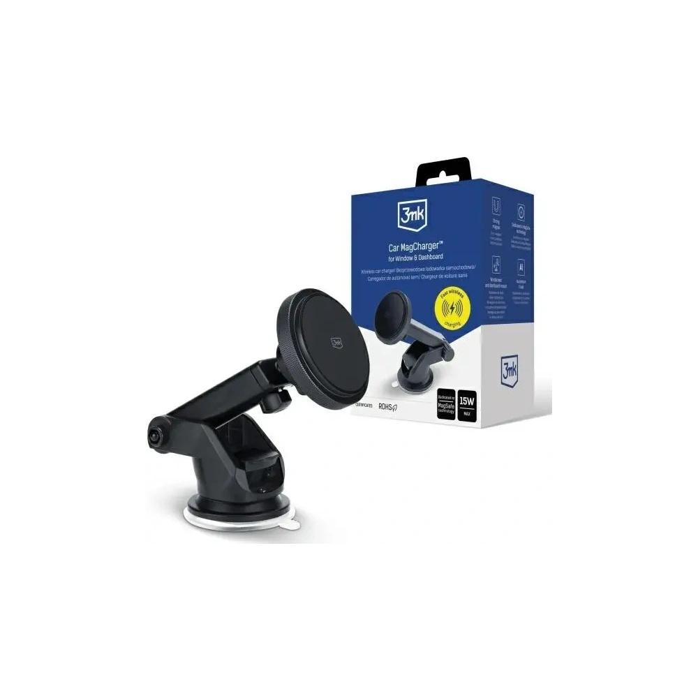 Uchwyt samochodowy na kokpit z ładowaniem bezprzewodowym 3MK Car MagCharger 15W czarny