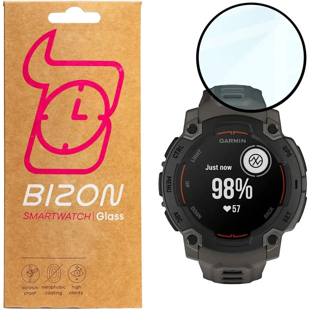 Szkło hybrydowe Bizon Glass Watch Edge Hybrid dla Garmin Instinct E 45mm czarne