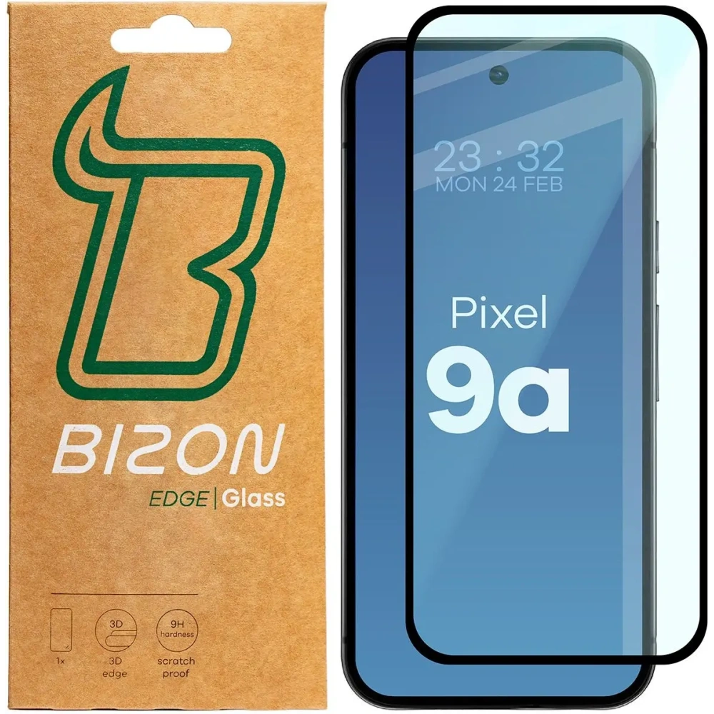 Szkło hartowane Bizon Glass Edge 2 do Google Pixel 9a czarna ramka