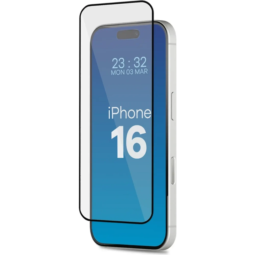 Szkło hartowane z ramką do łatwej aplikacji Bizon Glass Aplikator do Apple iPhone 16 [2 PACK]