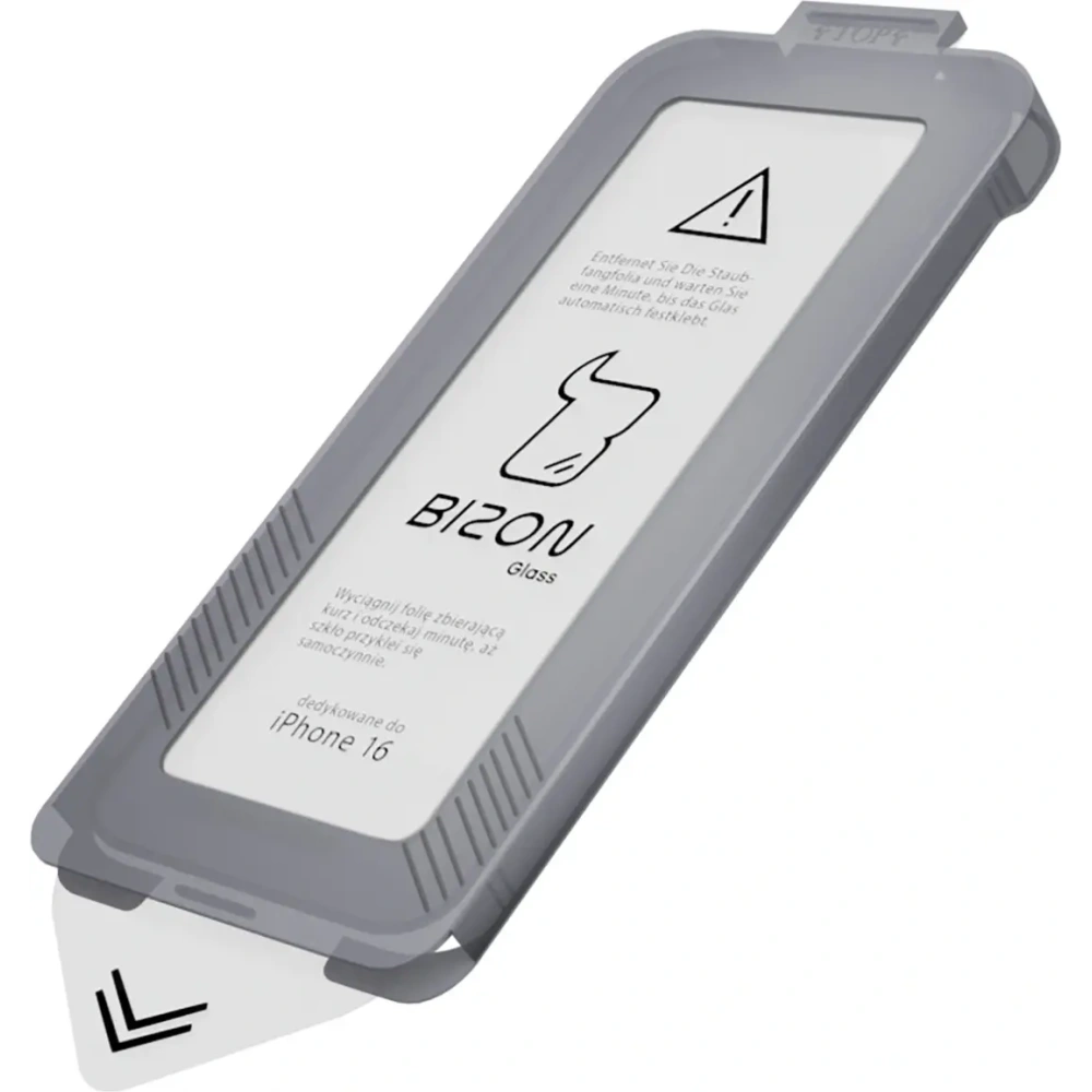 Szkło hartowane z ramką do łatwej aplikacji Bizon Glass Aplikator do Apple iPhone 16 [2 PACK]