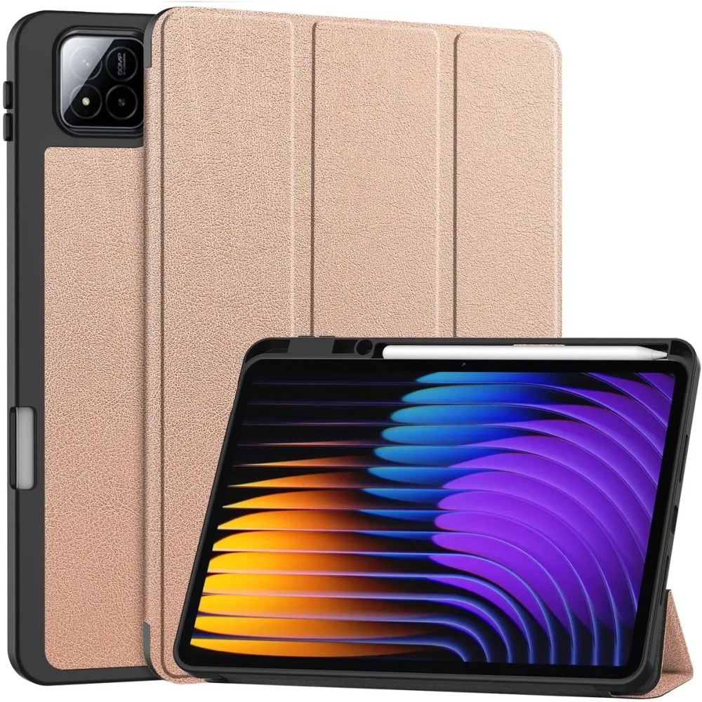Etui z klapką Bizon Case Tab Lizard do Xiaomi Pad 7 / 7 Pro różowozłote