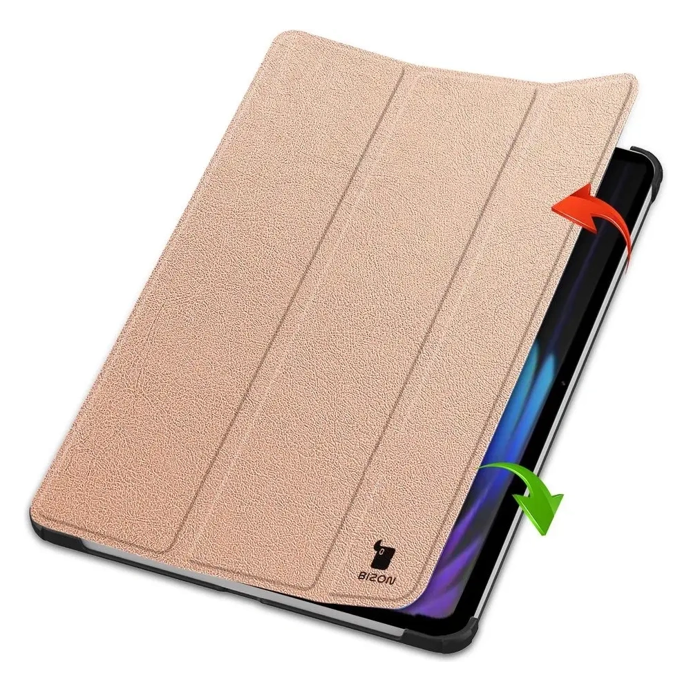 Etui z klapką Bizon Case Tab Croc do Xiaomi Pad 7 / 7 Pro różowozłote