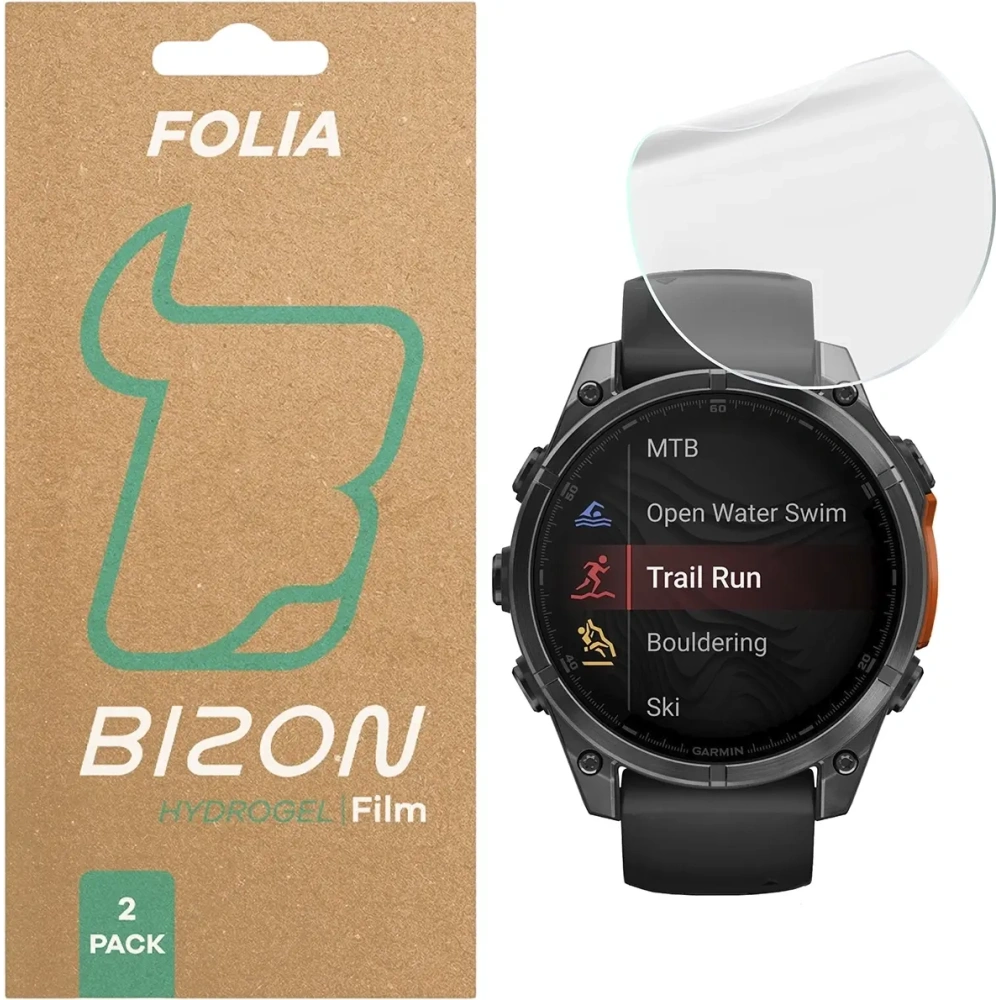 Folia hydrożelowa na ekran Bizon Glass Watch Hydrogel do Garmin Tactix 8 AMOLED 47mm [2 PACK]