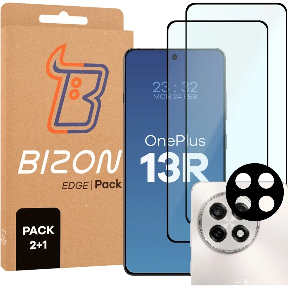 2x szkło na ekran + 1x na aparat Bizon Edge 2 Pack do OnePlus 13R