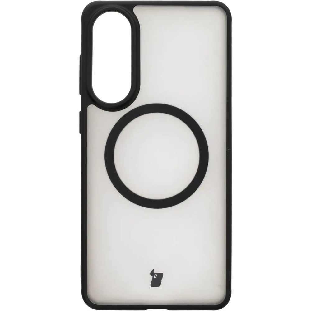 Etui z pierścieniem magnetycznym Bizon Case MatteO do Samsung Galaxy S25 Edge przydymione-czarne