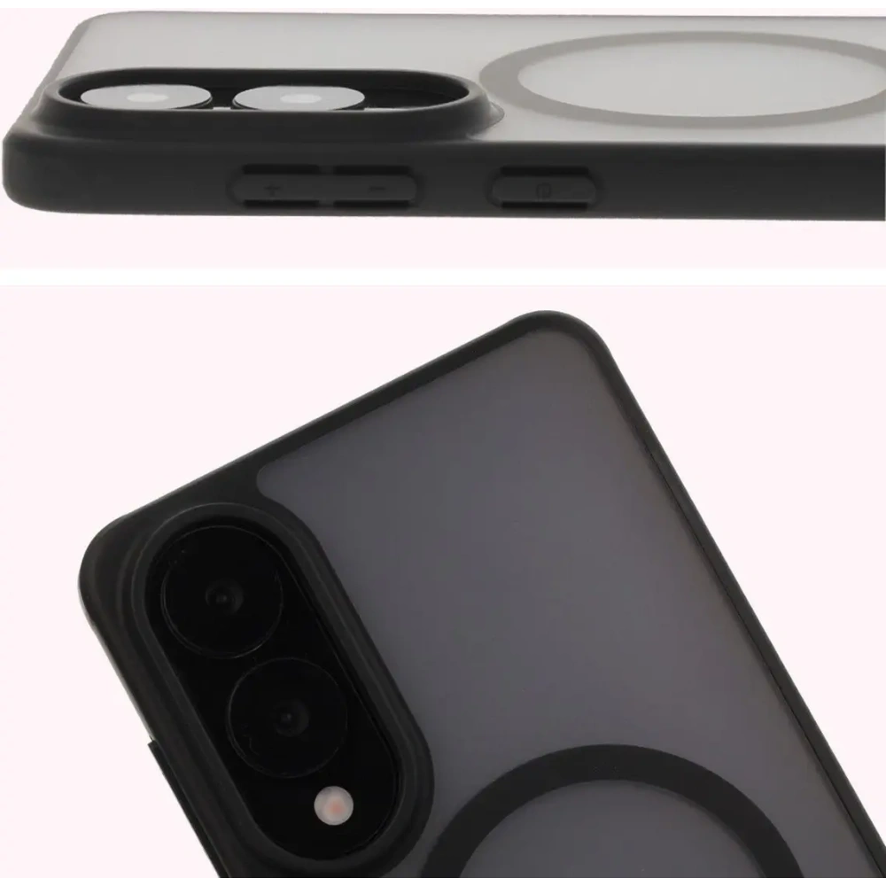 Etui z pierścieniem magnetycznym Bizon Case MatteO do Samsung Galaxy S25 Edge przydymione-czarne