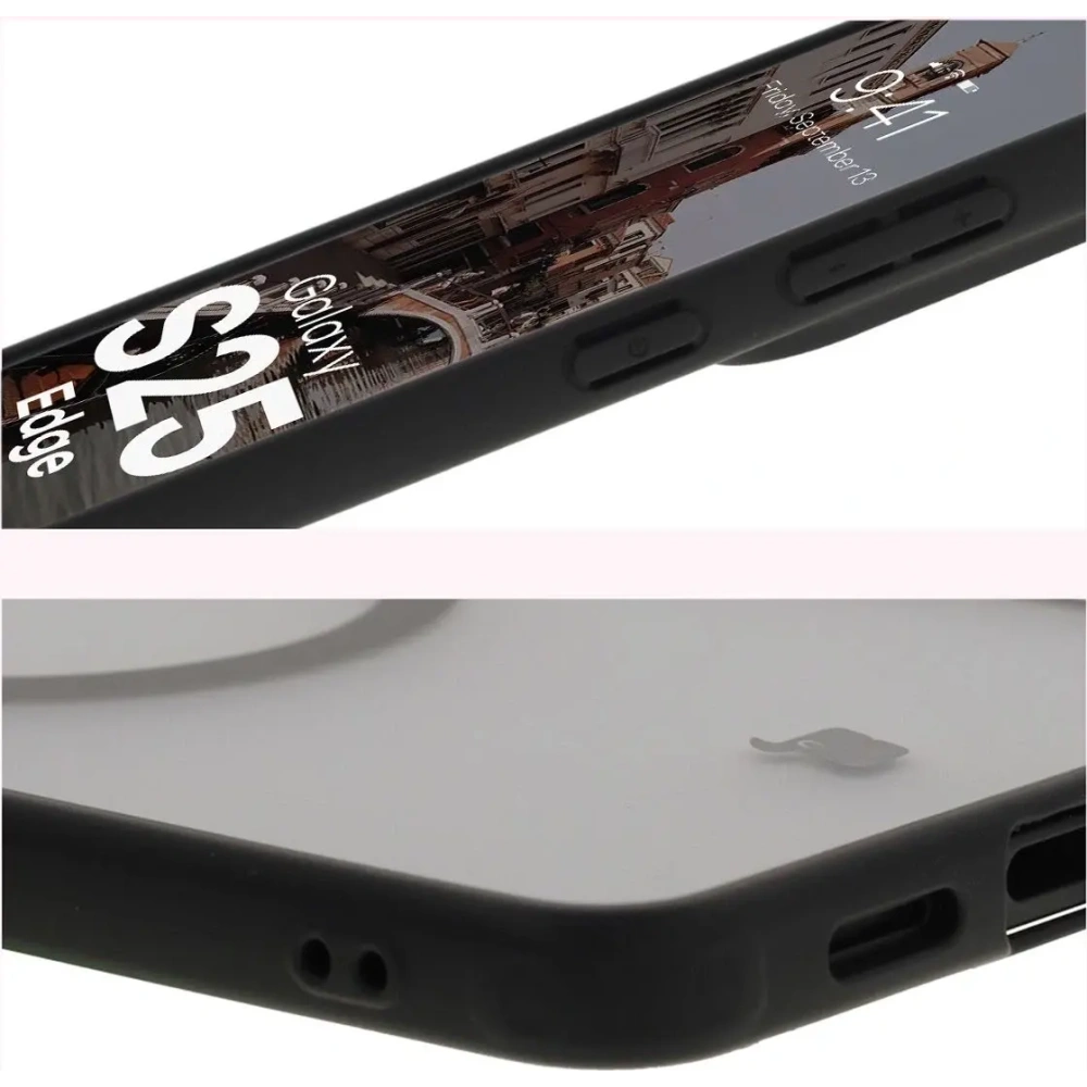 Etui z pierścieniem magnetycznym Bizon Case MatteO do Samsung Galaxy S25 Edge przydymione-czarne