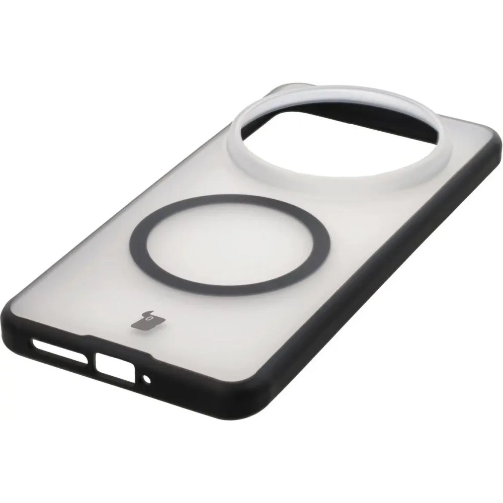 Etui z pierścieniem magnetycznym Bizon Case MatteO do Xiaomi 15 Ultra przydymione-czarne