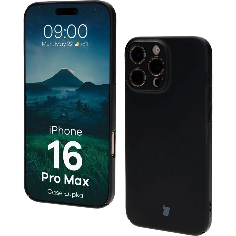 Etui Bizon Case Łupka do Apple iPhone 16 Pro Max czarne