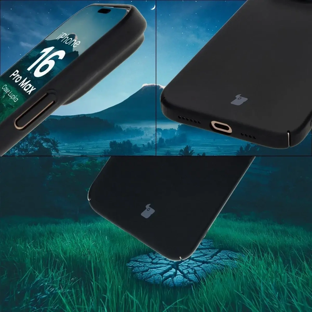 Etui Bizon Case Łupka do Apple iPhone 16 Pro Max czarne