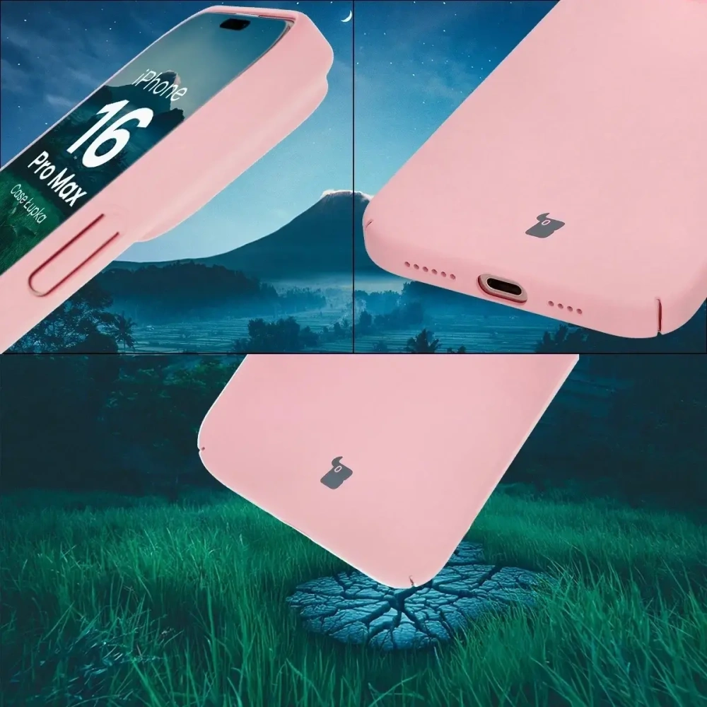 Etui Bizon Case Łupka do Apple iPhone 16 Pro Max różowe