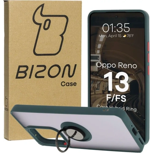 Buy Bizon Case Hybrid Ring Oppo Reno13 F / FS smoky with a dark green frame - BIZ8991 - {ean13} - Home Screen Store Europe