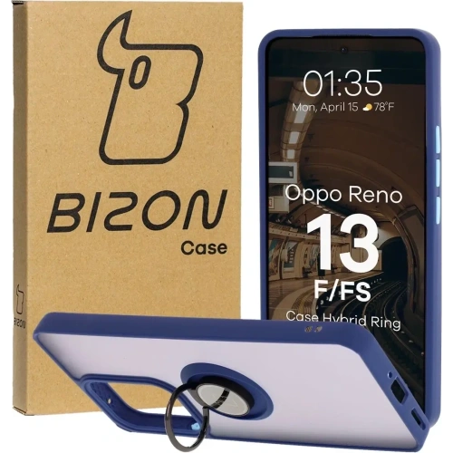Buy Bizon Case Hybrid Ring Oppo Reno13 F / FS smoky with a navy blue frame - BIZ8994 - {ean13} - Home Screen Store Europe