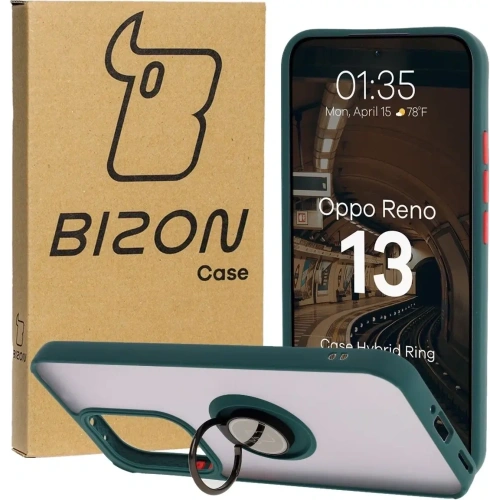 Buy Bizon Case Hybrid Ring Oppo Reno13 smoky with a dark green frame - BIZ8995 - {ean13} - Home Screen Store Europe