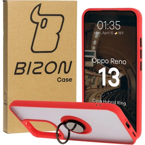 Buy Bizon Case Hybrid Ring Oppo Reno13 smoky with a red frame - BIZ8997 - {ean13} - Home Screen Store Europe
