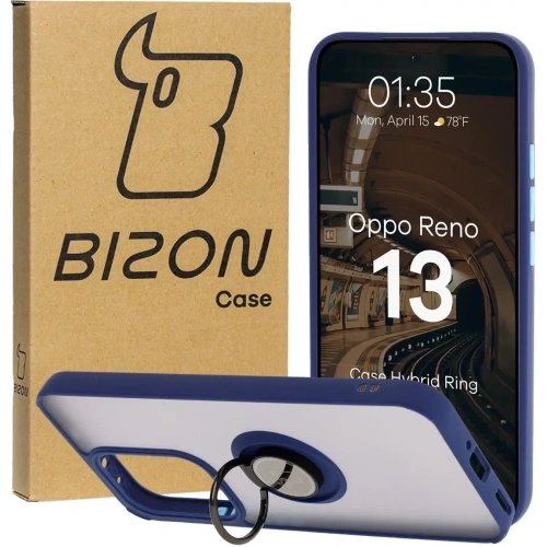 Kup Etui z uchwytem na palec Bizon Case Hybrid Ring do Oppo Reno13 przydymione z granatową ramką - BIZ8998 - {ean13} - Sklep Home Screen