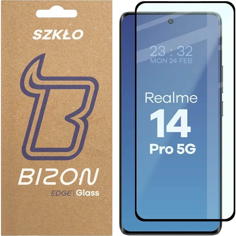 Szkło hartowane Bizon Glass Edge 3D do Realme 14 Pro 5G czarna ramka