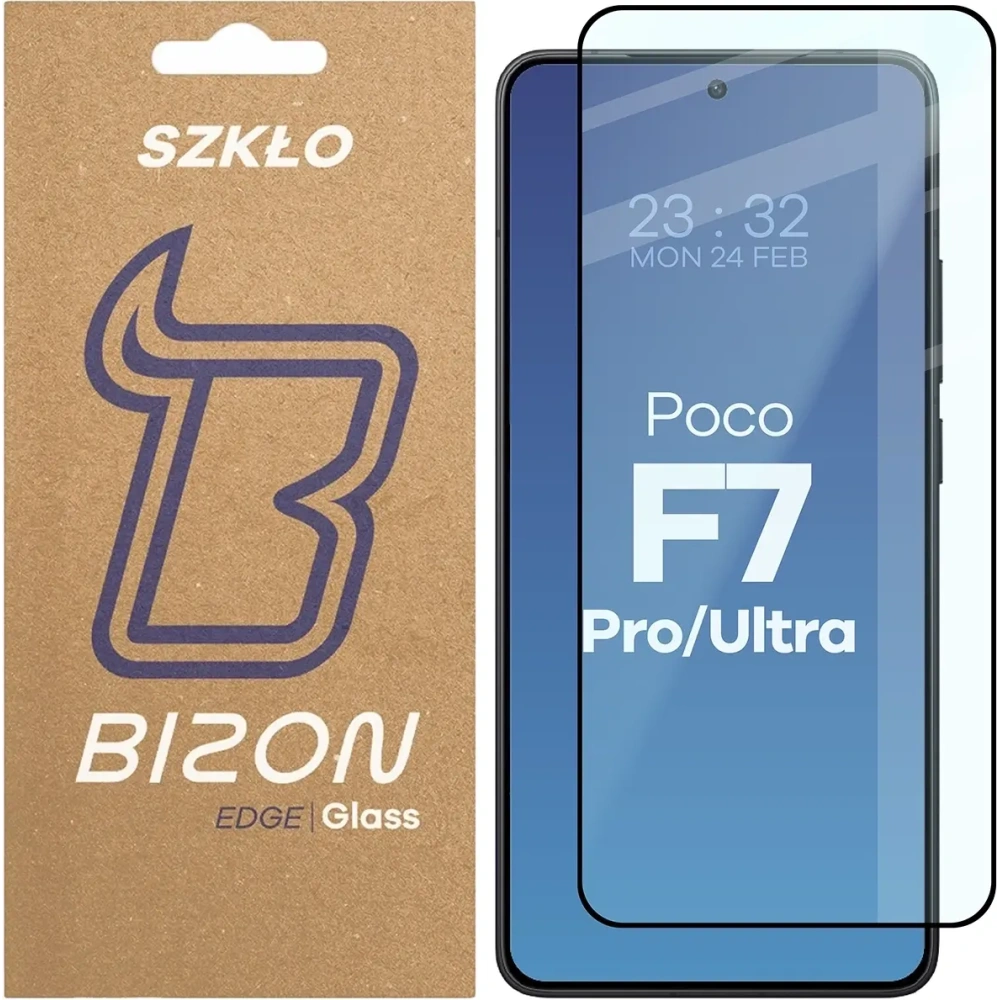 Szkło hartowane Bizon Glass Edge 2 do Xiaomi Poco F7 Pro / F7 Ultra czarna ramka