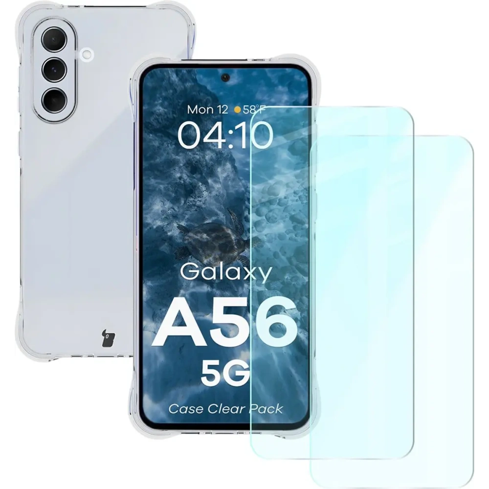 Etui + 2x szkło na ekran Bizon Case Clear Pack do Samsung Galaxy A56 5G przezroczyste