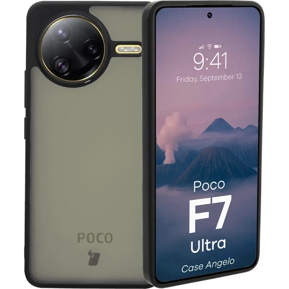 Etui Bizon Case Angelo do Xiaomi Poco F7 Ultra przydymione z czarną ramką