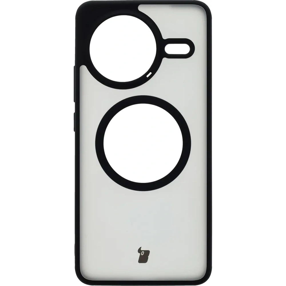 Etui z pierścieniem magnetycznym Bizon Case MatteO do Xiaomi Poco F7 Pro przydymione-czarne