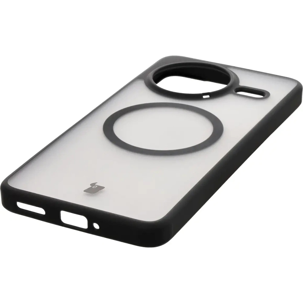 Etui z pierścieniem magnetycznym Bizon Case MatteO do Xiaomi Poco F7 Pro przydymione-czarne