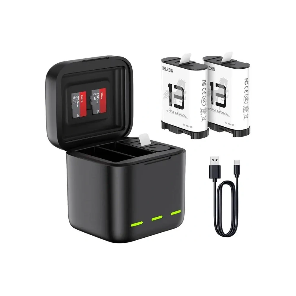 Trójkanałowa ładowarka akumulatorów do GoPro Hero 13 Black TELESIN (S0-BCG-10-TGP)