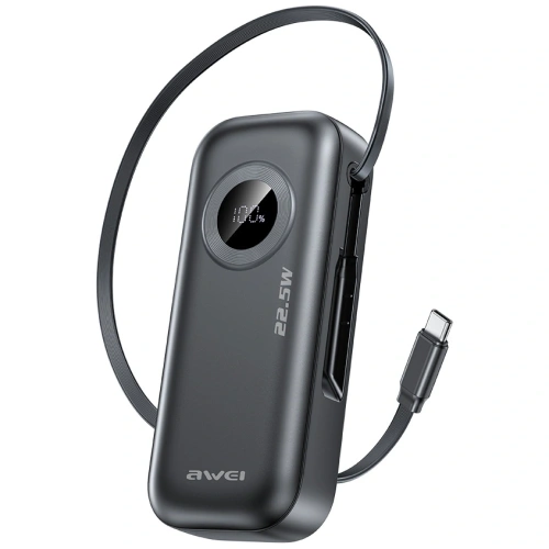 Kup AWEI PA-9 10000mAh 22,5W powerbanka s odnímatelným USB-C kabelem černá - AWEI249 - {ean13} - Sklep Home Screen