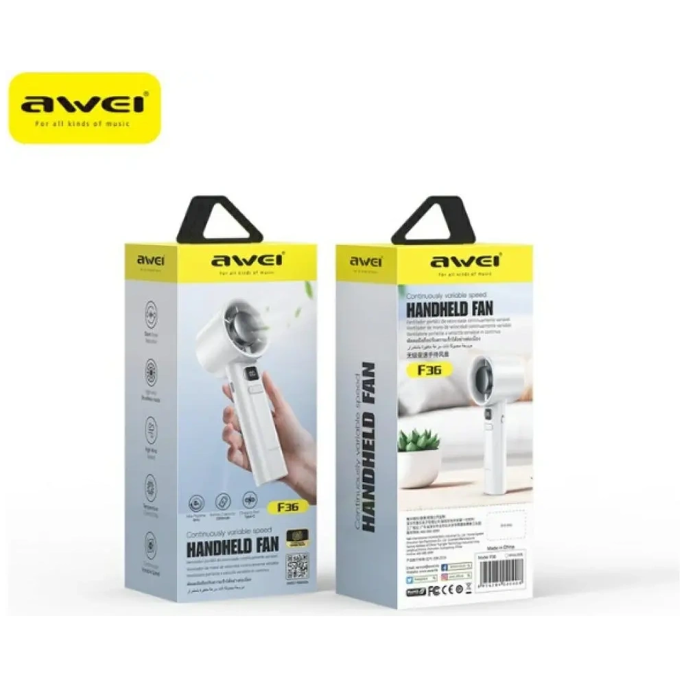 Mini wiatrak bezprzewodowy AWEI F36 2200mAh biały