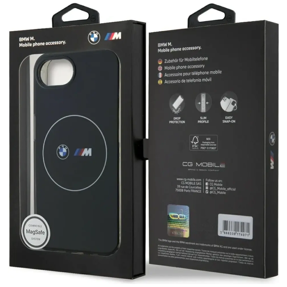 Etui BMW IML Metal White Circle MagSafe do Apple iPhone 16e czarny