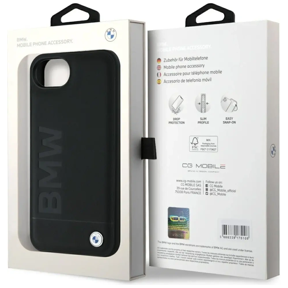 Etui BMW Leather Hot Stamp do Apple iPhone 16e czarny