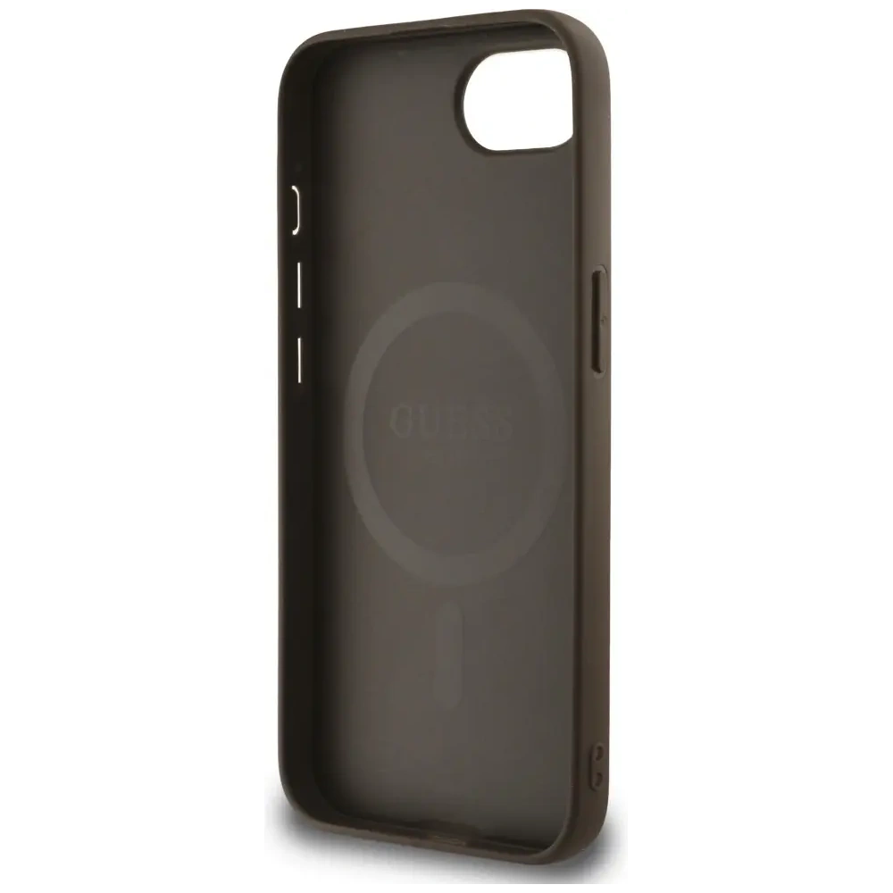 Etui Guess 4G Flowers Print MagSafe do Apple iPhone 16e brązowy