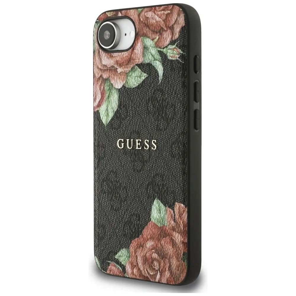 Etui Guess 4G Flowers Print MagSafe do Apple iPhone 16e czarny