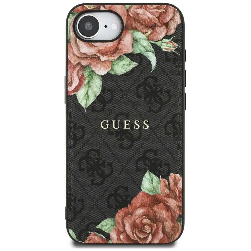 Etui Guess 4G Flowers Print MagSafe do Apple iPhone 16e czarny