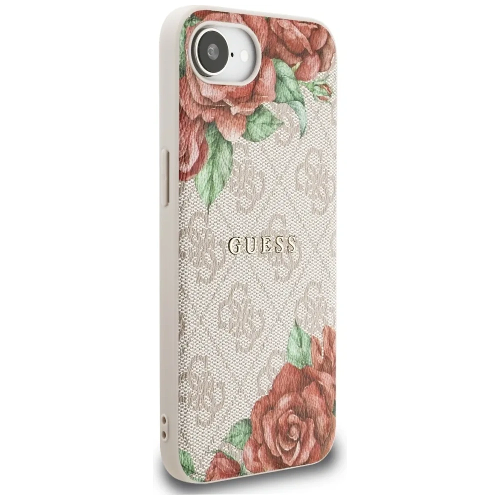 Etui Guess 4G Flowers Print MagSafe do Apple iPhone 16e różowy