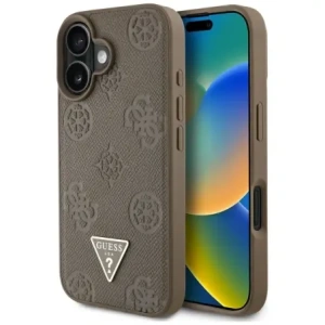 Buy Guess Grained Hot Stamp Peony Triangle Logo MagSafe Apple iPhone 16 brown - GUE4517 - {ean13} - Home Screen Store Europe